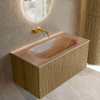 MONDIAZ KURVE-DLUX Meuble de salle de bains 90cm couleur Dusk avec 1 tiroir et 0 porte. Lavabo BIG SMALL Central sans trou de robinet Saba. SW1433342