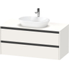 Duravit Ketho.2 Wastafelonderbouwkast - inclusief consoleplaat - met 2 laden - 120x55x56.8cm - met handgrepen antraciet - wit supermat SW771904