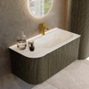 Mondiaz KURVE-DLUX Ensemble de meubles de salle de bains - 95x46x40cm - 1 tiroir - 1 porte - lavabo solid surface - droit - 1 trou de robinet - Shadow SW1414818
