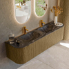 Mondiaz KURVE-DLUX Ensemble de meubles de salle de bains - 170x46x40cm - 1 tiroir - 2 portes - vasque solid surface - double - 2 trous de robinet - Dusk SW1415555