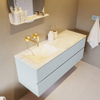 Mondiaz VICA-DLUX ensemble de meuble de salle de bain - 130cm - meuble sous-vasque argile - 2 tiroirs - lavabo encastré nuage gauche - sans trous de robinet - version haute de 60cm - ostra SW1087078