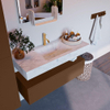 Mondiaz ALAN-DLUX Ensemble de meuble - 110cm - meuble Rust mat - 1 tiroir - Lavabo Cloud Opalo suspendu - vasque Centre - 1 trou de robinet SW806611
