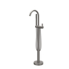 IVY Pact Mitigeur de baignoire autoportant - bec pivotant - 150cm - Flexible de douche - Douchette barre - Noir métal brossé PVD SW1031212