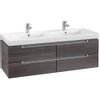 Villeroy en Boch Subway 2.0 wastafelonderbouw 128.7x44.9x41cm met 4 laden voor meubelwastafel dubbel 7175 130cm eiken grafiet 1024254 Villeroy en Boch Subway 2.0 wastafelonderbouw 128.7x44.9x41cm met 4 laden voor meubelwastafel dubbel 7175 130cm eiken grafiet 1024254