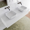 Mondiaz Lagom Meuble salle de bains 150x30.9x45cm Solid Surface Talc 1 tiroir avec lavabo BINX vasque à poser double Gauche et droite sans trous de robinet SW409061