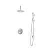 Hotbath Buddy IBS Ensemble de douche à effet pluie - inverseur 2 voies - bras de plafond 15 cm - douche de tête ronde 30 cm - douchette à main 3 jets - barre de douche - chrome SW18288