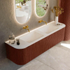 Mondiaz KURVE Ensemble de meuble de salle de bains - 170x46x40cm - 1 tiroir - 2 portes - vasque solid surface - double - sans trou de robinet - Ruby SW1415321
