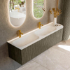 Mondiaz KURVE Ensemble de meubles de salle de bains - 165x46x40cm - 2 tiroirs - 1 porte - lavabo solid surface - double / gauche - 2 trous de robinet - Shadow SW1414145
