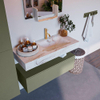 Mondiaz ALAN-DLUX Ensemble de meuble - 100cm - meuble Army mat - 1 tiroir - Lavabo Cloud Frappe suspendu - vasque Droite - 1 trou de robinet SW805735