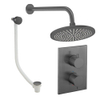 Crosswater MPRO Regendoucheset inbouw - 2 hendels - badafvoer - 30cm douchekop - wandarm - slate gunmetal (antraciet) SW1472570