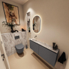 MONDIAZ TURE-DLUX Meuble toilette - 120cm - Dark Grey - EDEN - vasque Glace - position gauche - sans trou de robinet SW1103257