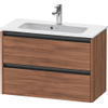 Duravit Ketho.2 Wastafelonderbouwkast - met 2 laden - 81x39x54.9cm - met grepen antraciet - noten mat SW773096