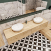 ENSEMBLE DE MEUBLE MONDIAZ LUSH - 180 cm - 2 tiroirs - lavabo BARCO - 2 lavabos - 2 trous de robinet - chêne blanchi SW409579