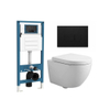 QeramiQ Dely Swirl Compact Ensemble WC - réservoir encastré QeramiQ flush - abattant 25 mm - plaque de commande métallique noir mat - boutons rectangulaires - blanc brillant SW1590595