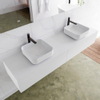 Mondiaz Lagom Meuble salle de bains 180x30.9x45cm Solid Surface Talc 2 tiroirs avec lavabo BINX vasque à poser double Gauche et droite 2 trous de robinet SW409155