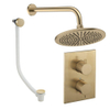 Crosswater MPRO Regendoucheset inbouw - 2 hendels - badafvoer - 30cm douchekop - wandarm - geborsteld messing (goud) SW1472565