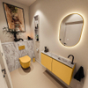 MONDIAZ TURE-DLUX Meuble toilette - 100cm - Ocher - EDEN - vasque Glace - position droite - 1 trou de robinet SW1103377