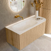 MONDIAZ KURVE-DLUX 105cm Meuble salle de bain avec module 25 D - couleur Oak - 1 tiroir - 1 porte - vasque BIG SMALL gauche - sans trou de robinet - couleur Ostra SW1137720