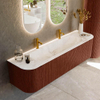 Mondiaz KURVE-DLUX Ensemble de meubles de salle de bains - 170x46x40cm - 1 tiroir - 2 portes - lavabo solid surface - central - 2 trous de robinet - Ruby SW1415678
