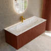 Mondiaz KURVE-DLUX Ensemble de meuble de salle de bains - 120x46x40cm - 1 tiroir - lavabo solid surface - central - 1 trou de robinet - Ruby SW1415951