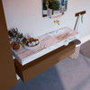 Mondiaz ALAN-DLUX Ensemble de meuble - 150cm - meuble Rust mat - 1 tiroir - Lavabo Cloud Glace suspendu - vasque Droite - 0 trous de robinet SW805747
