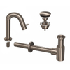 INK 4A Kit robinet lave-mains - robinet lave-mains sur pied - courbé bas - toujours ouvert - bonde et siphon design - nickel brossé SW692950