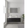 Bruynzeel Combo badmeubelset 150x45cm 2 wasbakken 4 lades met spiegel met softclose ceramic zijde zwart SW383650 Bruynzeel Combo badmeubelset 150x45cm 2 wasbakken 4 lades met spiegel met softclose ceramic zijde zwart SW383650