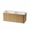 Royal Plaza Terra Ensemble meuble de salle de bains - 120x46.2x46cm - vasque en solid surface blanc mat - 2 vasques - sans trous de robinet - 2 tiroirs - sandwood (chêne clair) SW1447032