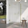 FugaFlow Eccelente Vetro Cabine de Douche - 90x120x200cm - charnières - poignée de porte - barre de stabilisation - verre strié clair - verre de sécurité - Laiton brossé PVD (Or) SW1222832