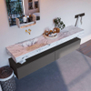 Mondiaz ALAN-DLUX Ensemble de meuble - 200cm - meuble Dark grey mat - 2 tiroirs - Lavabo Cloud Glace suspendu - vasque Gauche - 0 trous de robinet SW804809