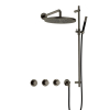 Hotbath Cobber IBS70 Regendoucheset - inbouw - 38.5cm wandarm - 30cm ronde hoofddouche - staafhanddouche - glijstang - mat/glans verouderd ijzer (zwart) SW677626