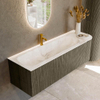 Mondiaz KURVE-DLUX Ensemble meuble de salle de bains - 145x46x40cm - 1 tiroir - 1 porte - lavabo solid surface - gauche - 1 trou de robinet - Shadow SW1414371