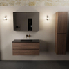 Mondiaz AIVY Ensemble de meuble - 100x45x50cm - 0 trous de robinet - 1 vasque Urban Solid surface - Centre - 2 tiroirs - avec armoire de toilette - Melamine Mocha SW892353