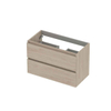 INK Wastafelonderkast - 80x40x52cm - 2 lades - greeploos - met houten keerlijst - MFC - Ivoor eiken SW798260