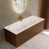 MONDIAZ KURVE-DLUX meuble de salle de bains 120cm couleur Walnut avec 1 tiroir. Lavabo BIG LARGE central 1 trou de robinet couleur Frappe. SW1137454