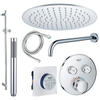 Grohe - Adema Rise Regendoucheset - Inbouw - 2 functies - met Adema Rise hoofddouche 20cm - staafhanddouche - wandarm - glijstang 90 cm - Grohe Grohtherm inbouwthermostaat - chroom SW811912