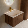MONDIAZ KURVE-DLUX Meuble de salle de bains 60cm couleur Walnut avec 1 tiroir et 0 porte. Lavabo CLOUD Central 1 trou de robinet Nata. SW1432160