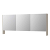 INK SPK3 Armoire de toilette - 180x14x74cm - 3 portes - miroir double face - tablette ouverte - interrupteur et prise de courant - MDF laque gris cachemire mat SW798099