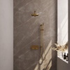 BRAUER Gold Carving Douche de tête thermostatique encastrée - douche de pluie - boutons-poussoirs - SET 61 - douche de tête 20cm - bras mural droit - douchette barre - flexible de douche - barre de douche intégrée - or brossé PVD SW925633