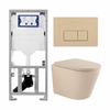 QeramiQ Dely Toiletset - 36.3x51.7cm - diepspoel - rimless - Geberit UP320 inbouwreservoir - softclose toilet zitting - 35mm - bedieningsplaat beige - rechthoekige knoppen - mat beige SW1236501