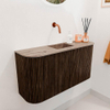 Mondiaz JOYA-DLUX 83.2cm toiletmeubel - ronding links en rechts kleur Walnut - Wastafel FAYE positie Midden Zonder kraangat kleur Arena. SW1424388