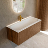 MONDIAZ KURVE 100cm Meuble salle de bain - couleur Walnut - 1 tiroir - vasque BIG MEDIUM centre - 1 trou de robinet - Talc SW1138301