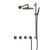 Hotbath Cobber IBS70 Regendoucheset - inbouw - 38.5cm wandarm - 20cm ronde hoofddouche - staafhanddouche - glijstang - messing verouderd koper (goud) SW677595