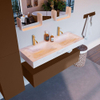 Mondiaz ALAN-DLUX Ensemble de meuble - 120cm - meuble Rust mat - 1 tiroir - Lavabo Cloud Ostra suspendu - vasque Gauche et droite - 2 trous de robinet SW807577