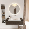 Mondiaz BUKLA Ensemble de meuble - 120x45x34cm - 0 trous de robinet - lavabo centré - solid surface - Talc - sans poignée - 1 tiroir - Mélamine - Marron foncé SW704858