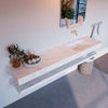 Mondiaz ALAN-DLUX Ensemble de meuble - 200cm - meuble Ostra mat - 0 tiroirs - Lavabo Cloud Ostra suspendu - vasque Droite - 0 trous de robinet SW809225