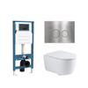 QeramiQ Dely Swirl Ensemble de toilette - réservoir encastré QeramiQ Flush - abattant 35mm - plaque de commande en métal inox - boutons ronds - blanc brillant SW1578445
