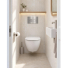 Pack WC QeramiQ Dely Swirl Compact - réservoir encastrable Geberit UP320 - avec bâti-support Burda - abattant slim - plaque de commande en métal inox - boutons ronds - blanc mat SW1595637
