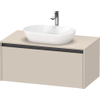 Duravit Ketho.2 Wastafelonderbouwkast - inclusief consoleplaat - met 1 lade - 100x55x45.9cm - met handgreep antraciet - taupe supermat SW773132