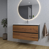 Adema Industrial 2.0 Ensemble de meuble 100x45x55cm avec vasque blanche en céramique 1 trou de robinet et miroir bois/noir SW816095